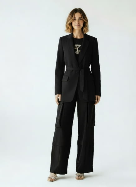 Trousers in matt satin