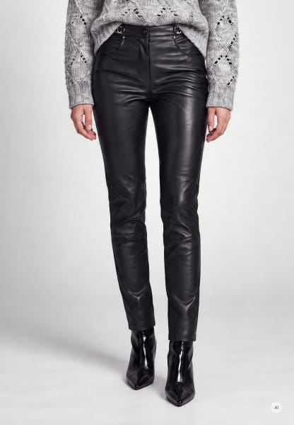 Faux leather pants with metal details