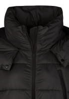 Long puffer jacket with contrast details