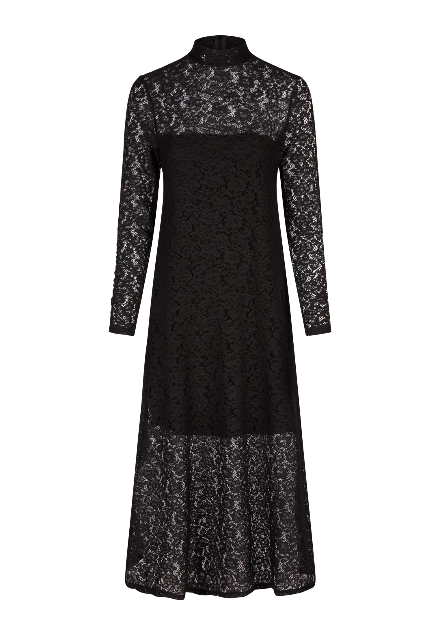 Elegantes Kleid aus Spitzenjersey - schwarz | MARC AUREL