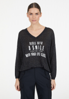 Lurex-Pullover mit Logo-Print