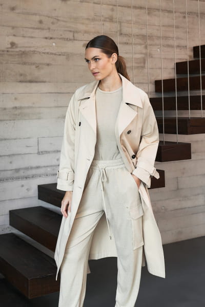 Trench-Coat aus schimmerndem Baumwoll-Mix