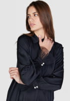 Satin blouse with tulle cuffs