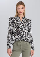 Bow tie blouse with conspicuous animal print