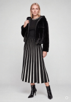 Pleated-look knit skirt