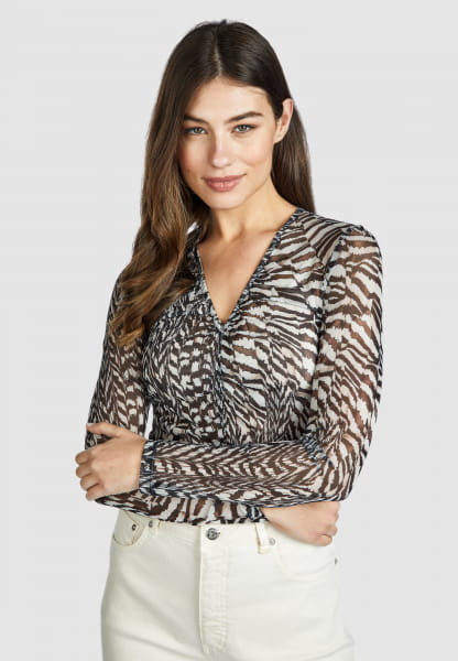 Tulle shirt with graphic animal print