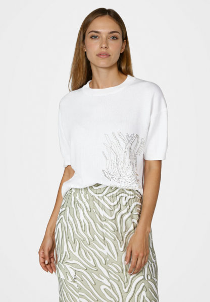 Sweater with rhinestone motif