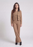 Cropped Jacke mit Faux Leather Umlegekragen