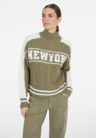 Zopf-Pullover mit Logo-Intarsien