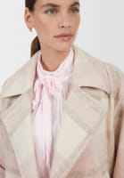 Coat with large check pattern
