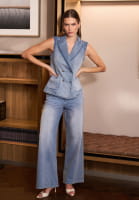 Double-breasted denim vest