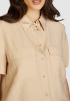 Short-sleeved blouse in a crinkle look
