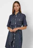 Denim dress with belt