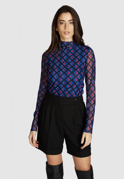 Tulle shirt with argyle print