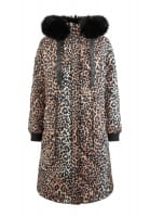 Puffer coat in leopard print