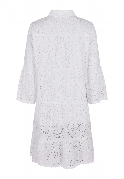 Shirt blouse dress in perforated embroidery