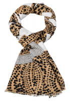 Scarf with shiny ornamental stone trimming