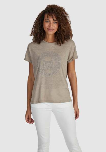 Linen shirt with rhinestone logo