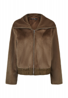 Faux fur jacket with nylon details