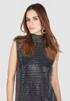 Sequin dress with stand-up collar