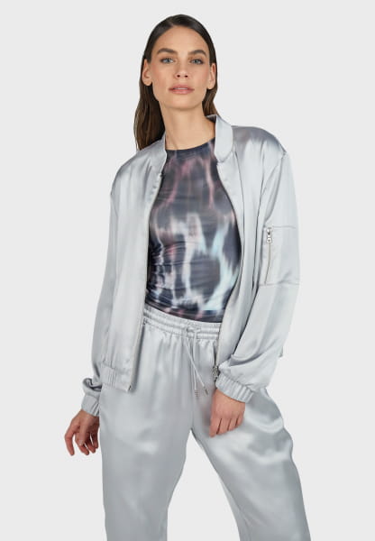 Stretch satin blouson jacket