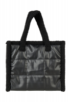 Wattierte Kunstleder-Tasche mit Pelz-Details