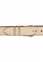 Narrow leather belt with metal loops
