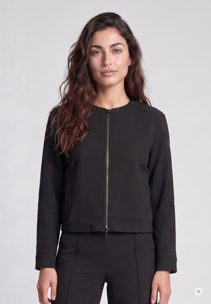 Blouson jacket with satin piping