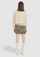Mini skirt with leopard print jacquard