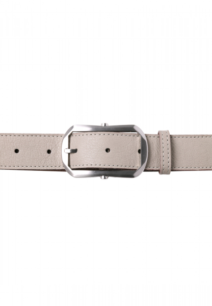 Belt with pin buckle in brushed silver look