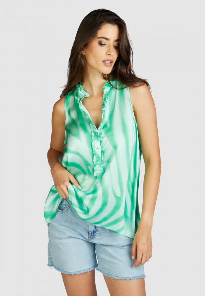 Sleeveless blouse with watercolor print