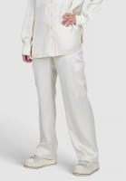 Stretch satin cargo trousers