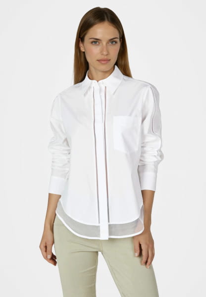 Shirt blouse with transparent inserts