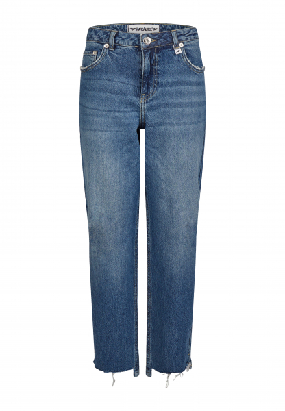 Cropped Straight Jeans aus Comfort Blue Denim