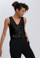Satin top with lace neckline