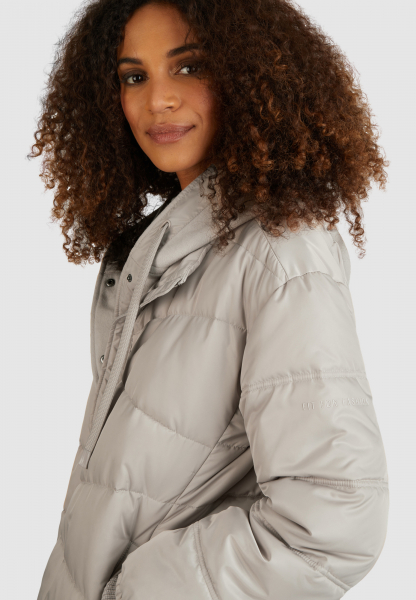 Hooded quilted jacket in shiny look