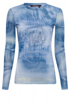 Mesh-Shirt mit Denim-Alloverprint