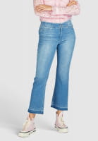 Cropped jeans with fringed waistband