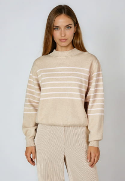 Sweater with placed stripes