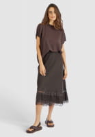 Satin skirt with lace trim