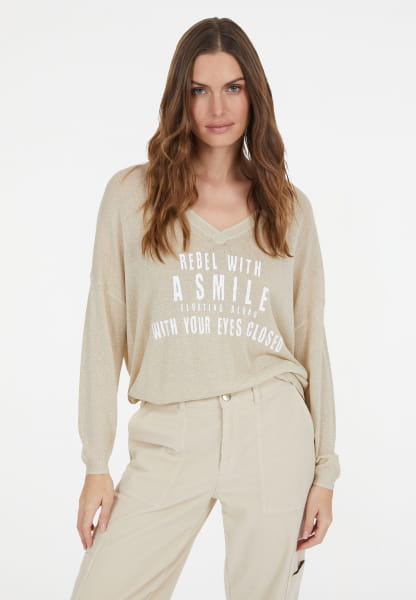 Lurex-Pullover mit Logo-Print