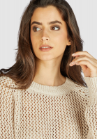 Round neck sweater with mesh structure