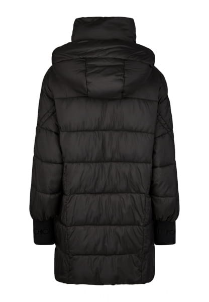 Lange Pufferjacke mit Kontrast-Details