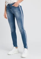 Blue jeans with side stripes
