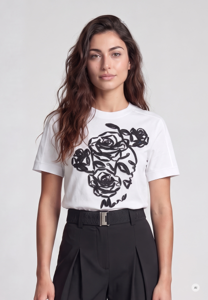 Shirt with rose artwork
