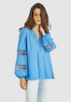 Blouse with lace trim