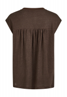 Linen shirt with deep V-neck