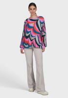 Pleated blouse in a graphic wave print