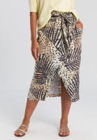 Wrap skirt with tropical print