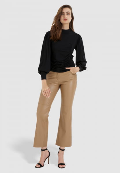 Jersey top with puff sleeves